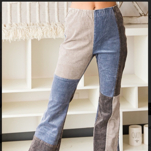 🎄Oli & Hali “ Daphne “ Oli & Hali Corduroy Flare Pants Colorblock Jeans - Picture 3 of 6